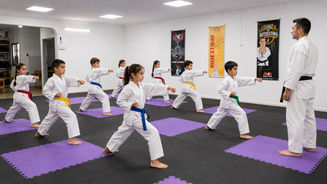 Niños practicando Taekwondo ATA en Goes